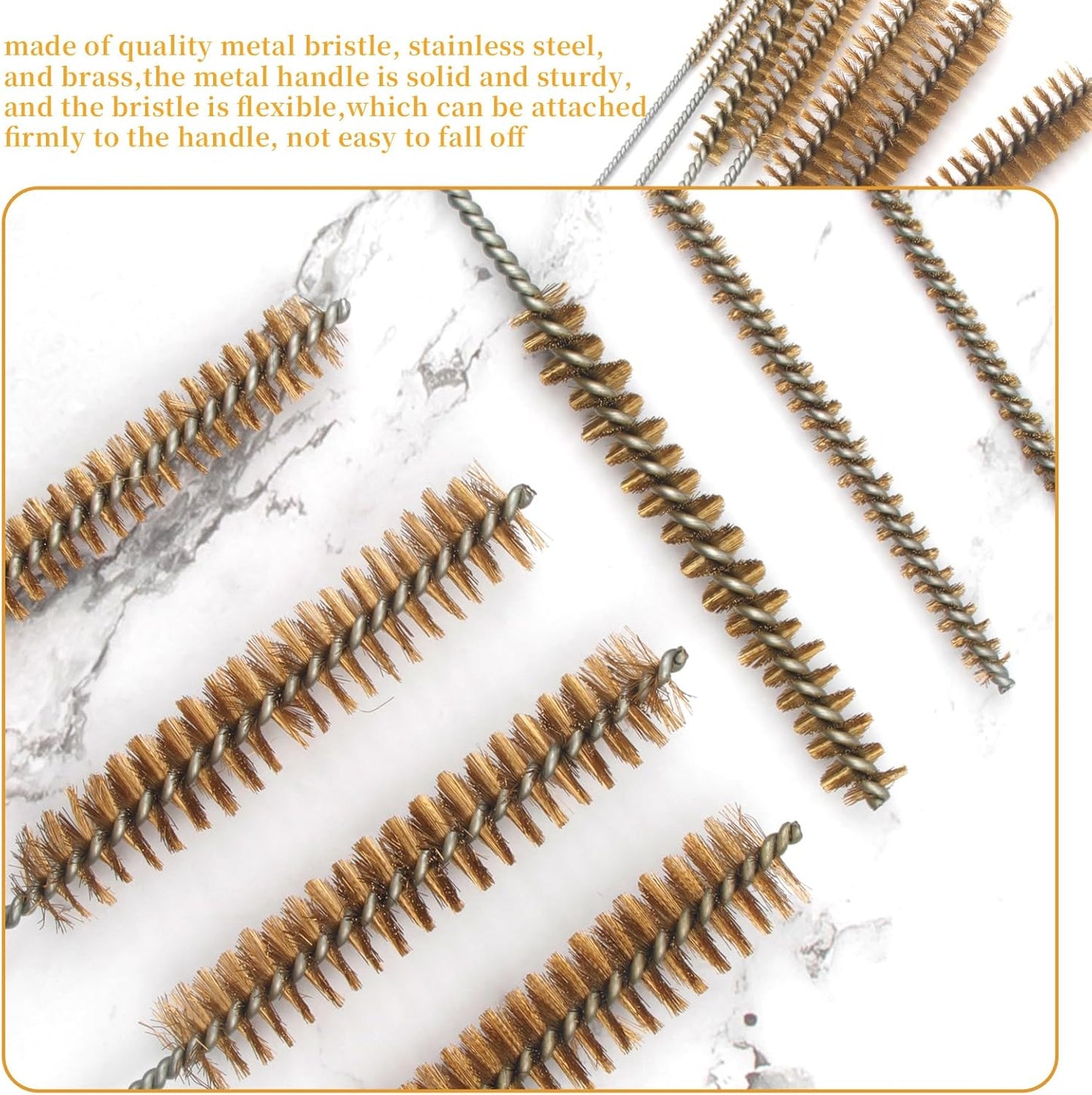Tube Brush Kit 7pcs Brass Wire Tube Brushes Stainless Steel Bottle Brush Long Handle 11'' Wire Brushes for Cleaning Wire Pipe Tube Cleaner - 6mm/8mm/10mm/12mm/15mm/20mm/22mm