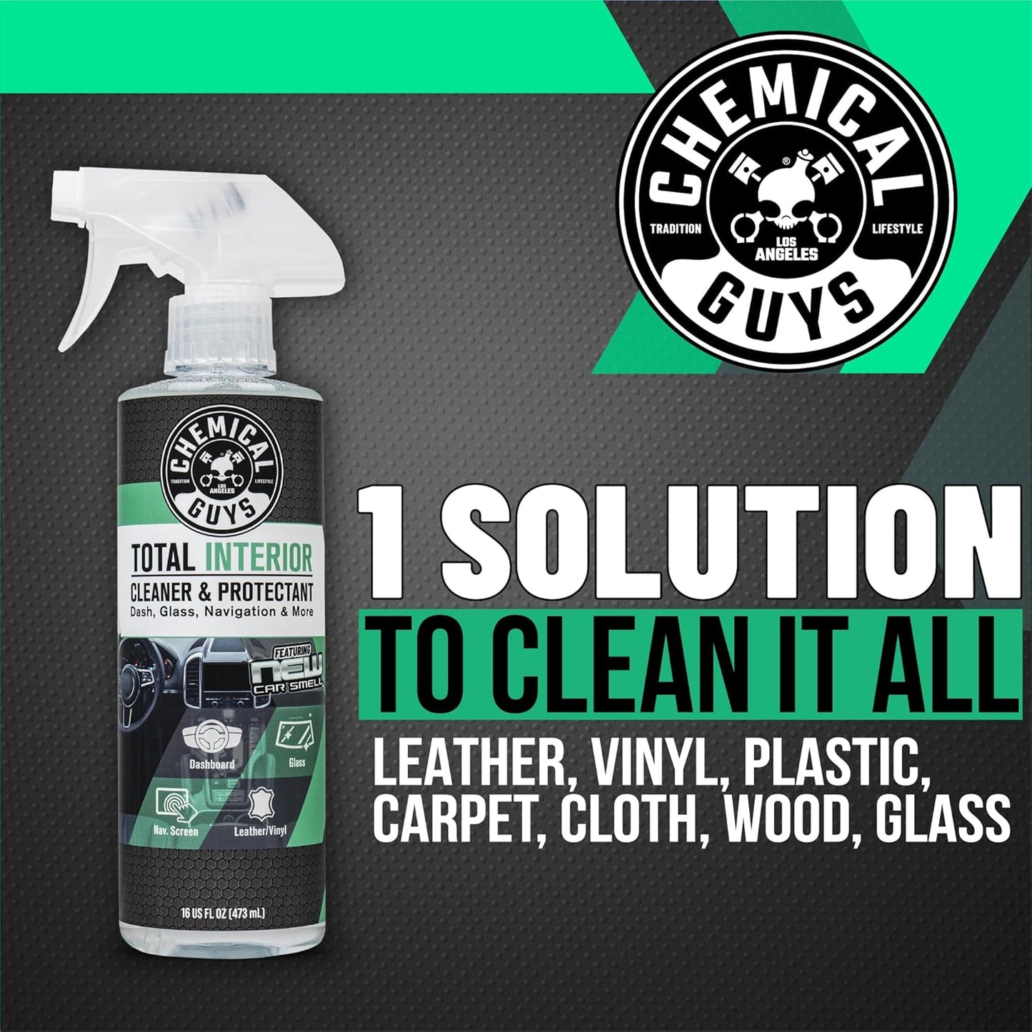 Chemical Guys Total Interior Cleaner & Protectant - Black Cherry, Car Cleaning Spray, Cleans and Protects Leather, Vinyl, Plastic, Rubber, and Glass, Safe for Trucks, SUVs, Jeeps, RVs & More - 16 oz