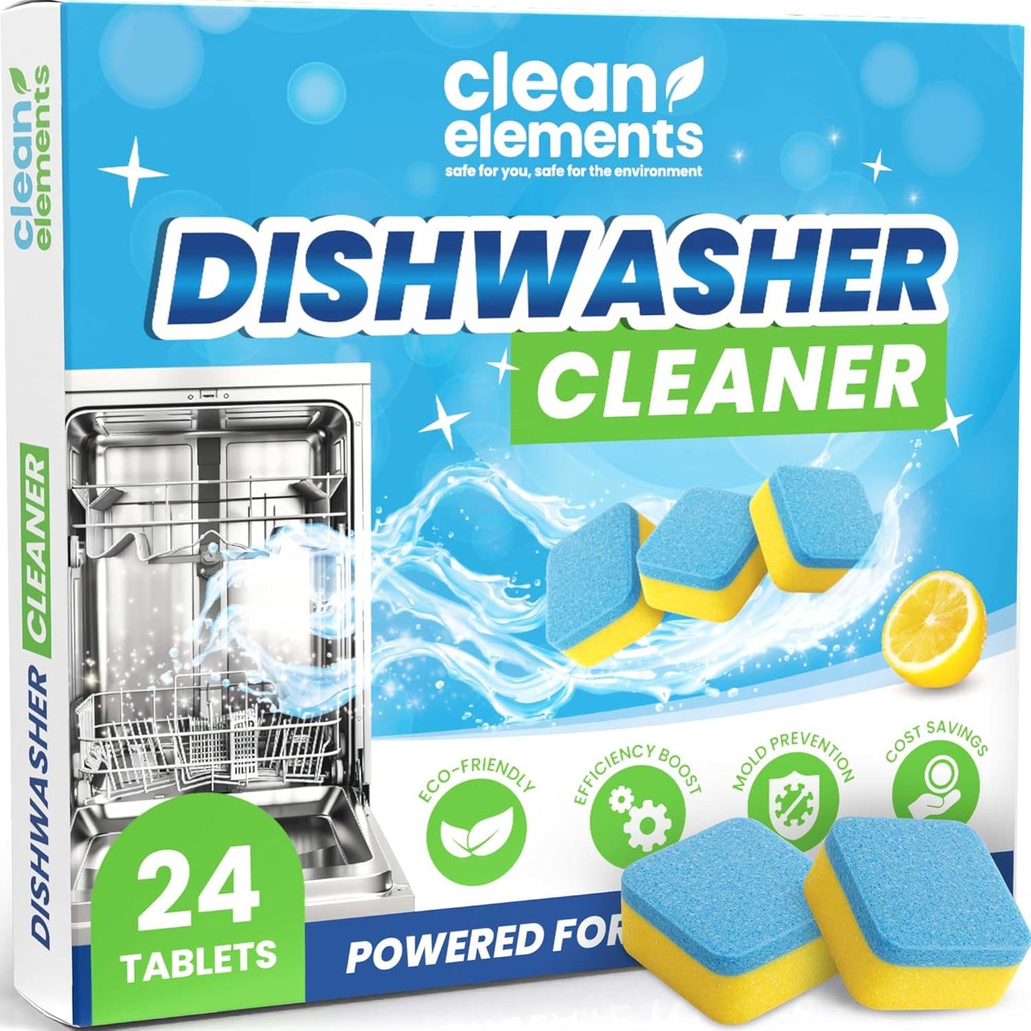 Dishwasher Cleaner Tablets & Deodorizer – 24 Pack (12 Month Supply) Deep Cleaning Descaler Pods, Removes Limescale, Hard Water, Calcium, Grease & Odor, Septic Safe Heavy Duty for Dish Washer