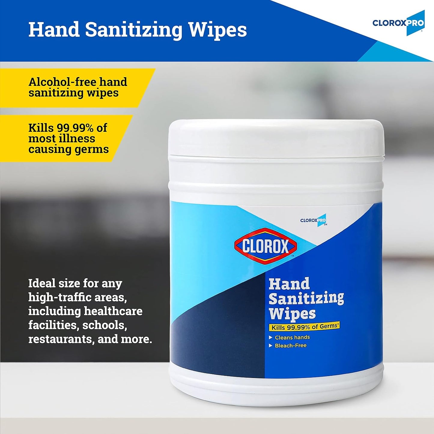 Clorox Pro Alcohol Free Hand Sanitizer Wipes with BZK, Gentle Bleach-Free Sanitizing Wipes for Hands - 0.13% BZK Formula, FDA Registered, Resealable Bulk Canister, 270 Count