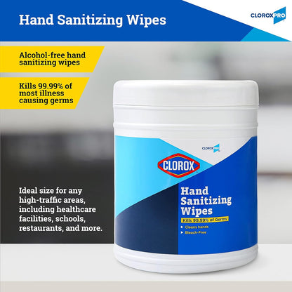 Clorox Pro Alcohol Free Hand Sanitizer Wipes with BZK, Gentle Bleach-Free Sanitizing Wipes for Hands - 0.13% BZK Formula, FDA Registered, Resealable Bulk Canister, 270 Count