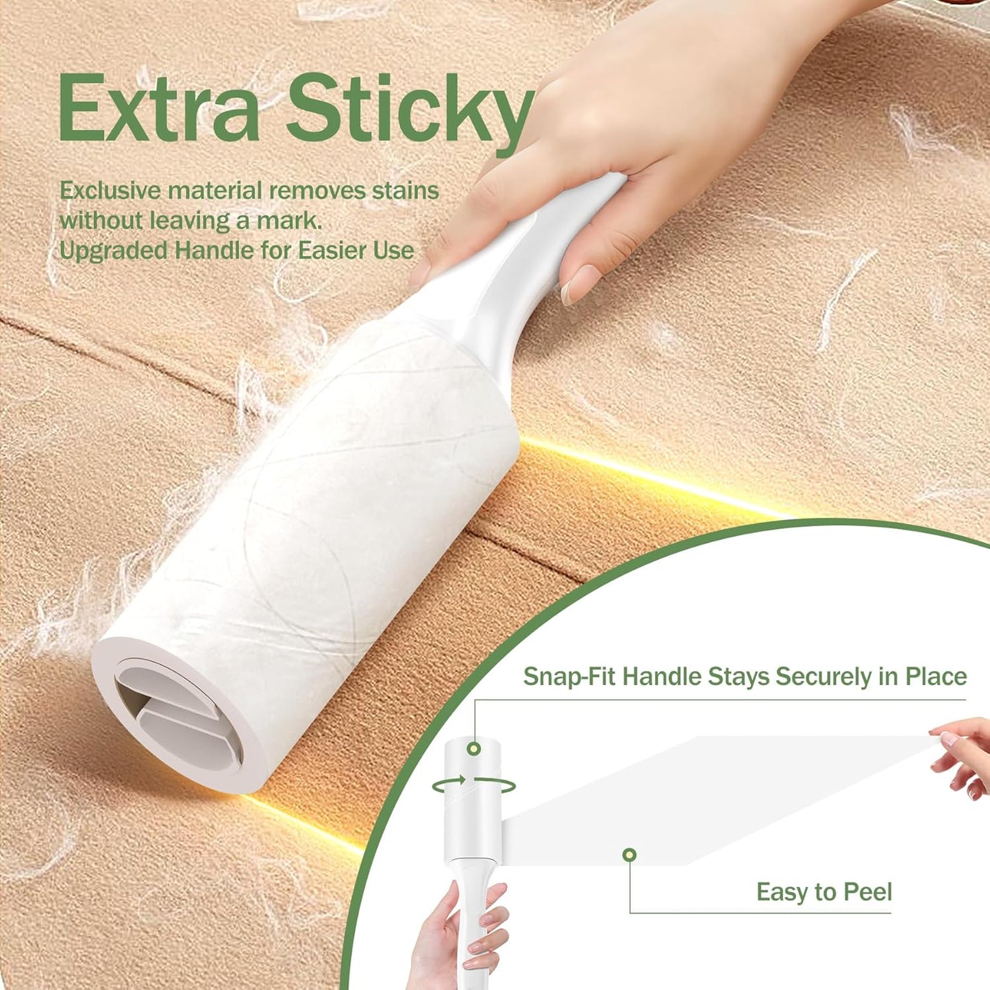 Extra Sticky Lint Roller for Pet Hair, 600 Sheets with 2 Reinforced Handles, Heavy Duty Lint Roller for Clothes, Couch, Furniture & Car