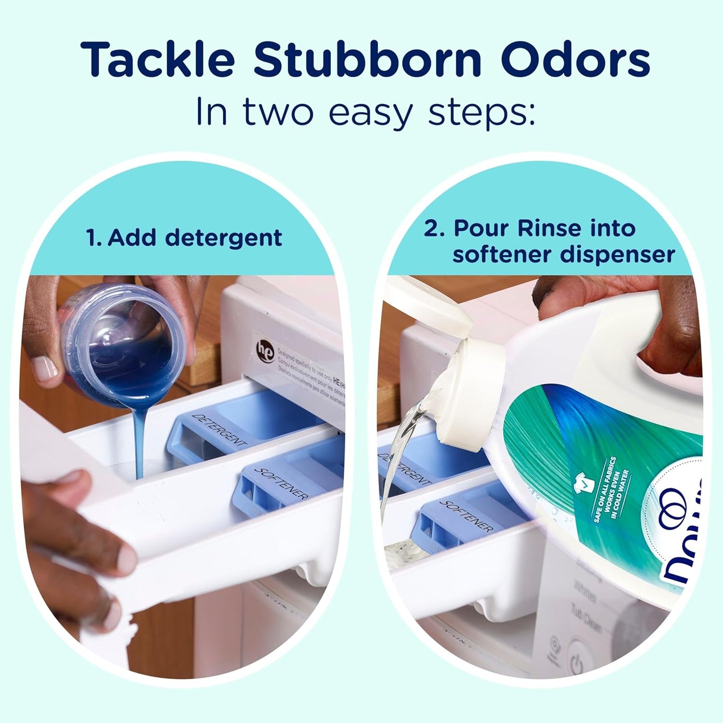 Downy Rinse Laundry Odor Remover, Cool Cotton Scent, 48 fl oz, Fabric Softener And Laundry Odor Removal Rinse, Fights Odors At The Source, HE Compatible