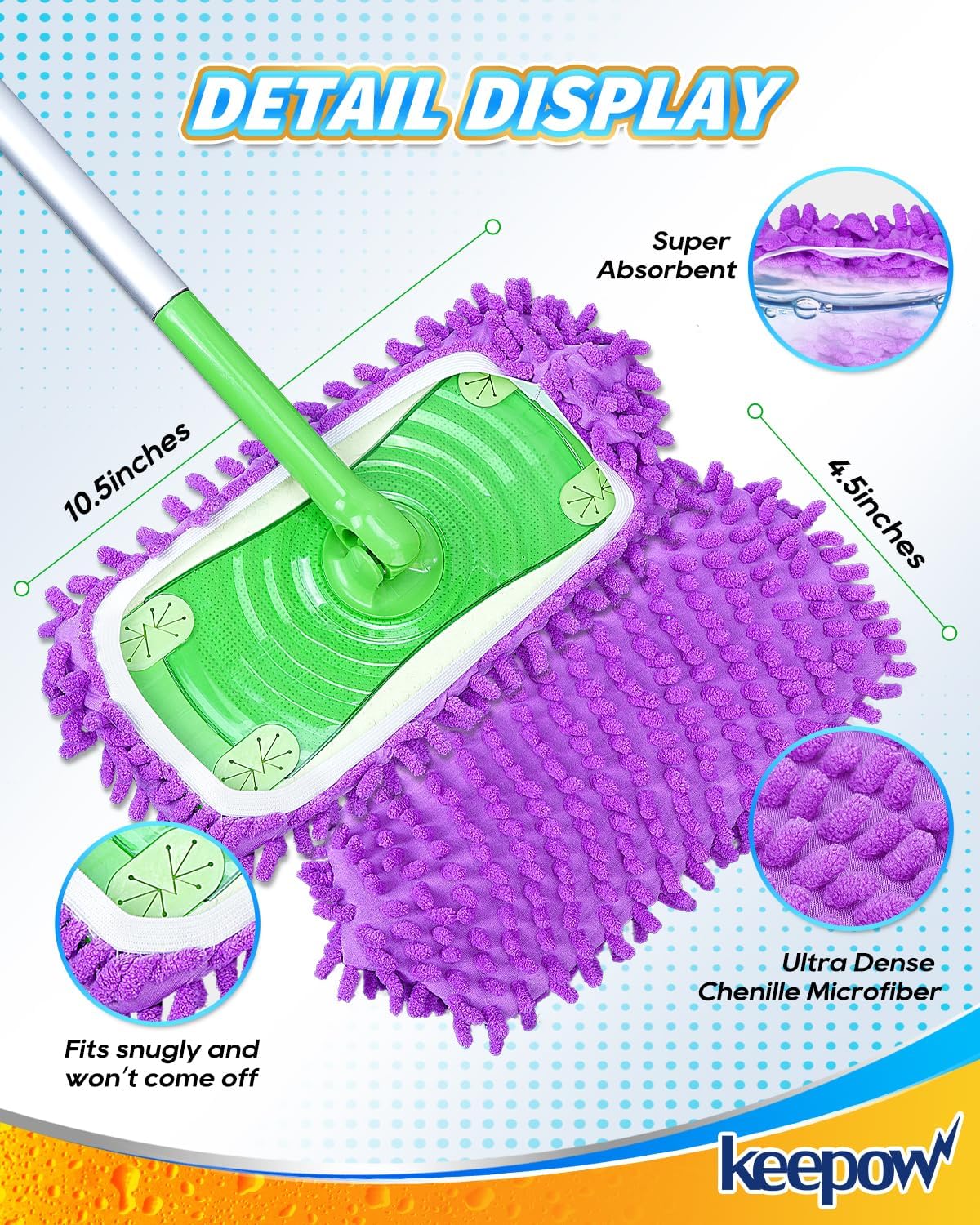6 Mop Slippers for Floor Cleaning Mop Socks for Women Washable Mopping Socks Feet Foot Slippers Dust Mopping Shoes Microfiber Moppers Slippers for Women Men House Cleaning (3 Pairs)