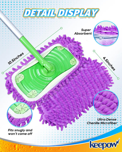 6 Mop Slippers for Floor Cleaning Mop Socks for Women Washable Mopping Socks Feet Foot Slippers Dust Mopping Shoes Microfiber Moppers Slippers for Women Men House Cleaning (3 Pairs)