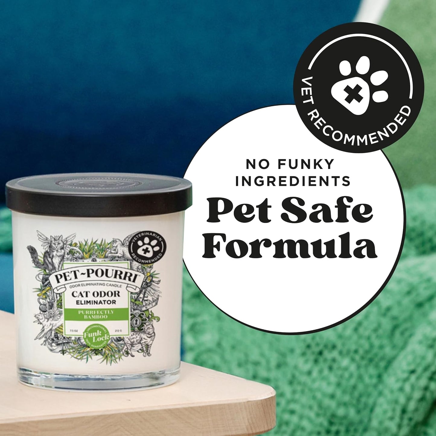 Pet-Pourri Pawsitively Fresh Pet Odor Deodorizer Candle, Burns Up to 45 Hours, Aromatherapy & Air Freshener with Essential Oils, Plant Based Ingredients & Wax, Vet Approved, Jasmine Pear Scent