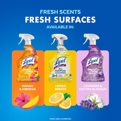 Lysol All Purpose Cleaner Spray, Multi-Purpose Disinfecting Spray, Kitchen & Bathroom Cleaner, Lemon Breeze Scent, 32 Fl Oz