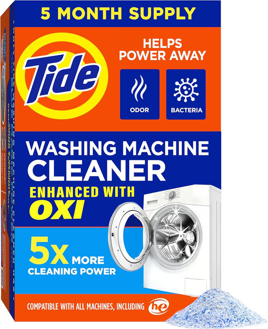 Washing Machine Cleaner by Tide, Washer Machine Cleaner with Oxi for Front and Top Loader Washer Machines, Deep Cleaning Residue & Odor Eliminator, 10 Month Supply + Calendar