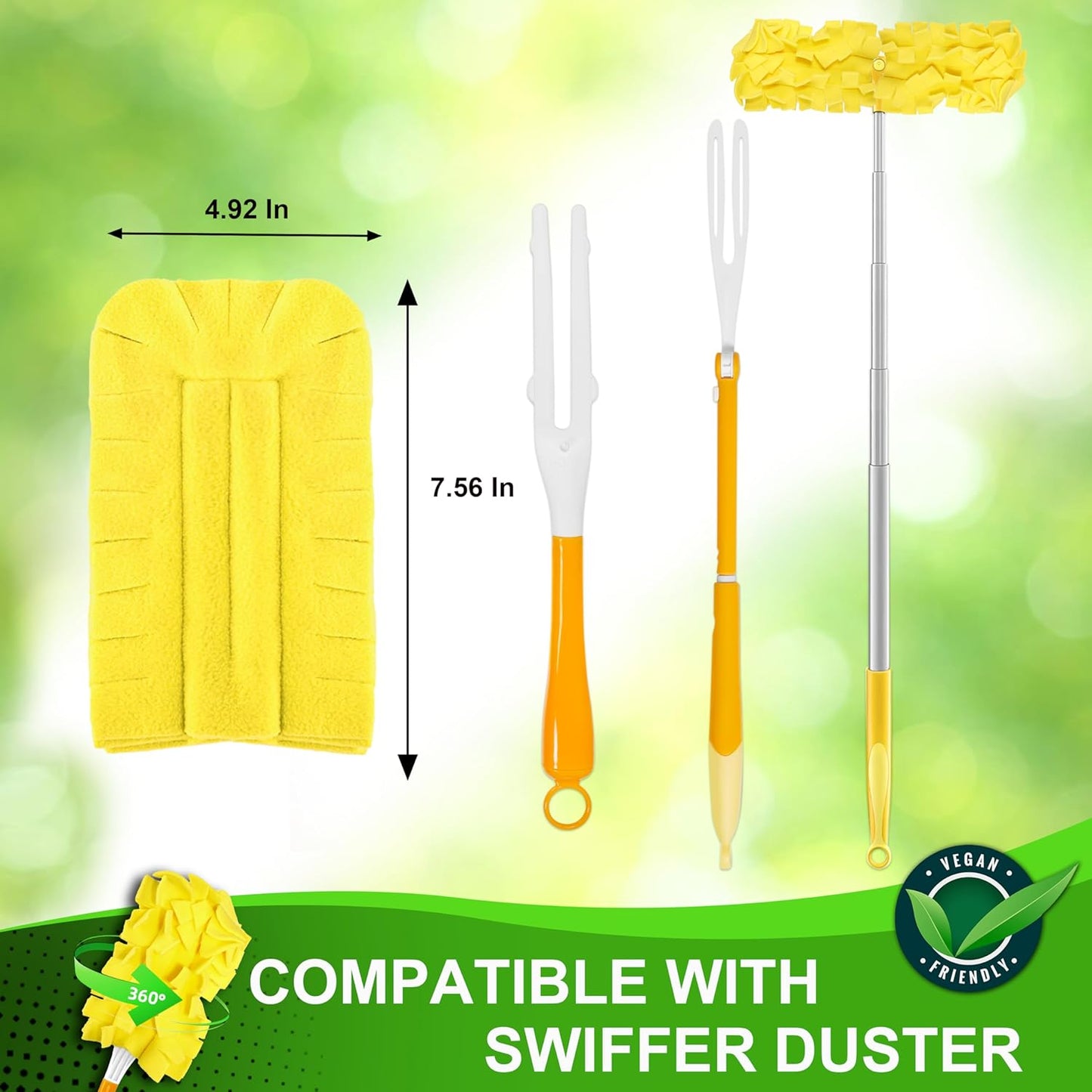 Reusable Duster Refill for Swiffer Duster - Washable Heavy Duty Dusters Refills 360 for Swiffer Duster Handle & Super Extender Handle, 6 Pack (Handle is Not Included)