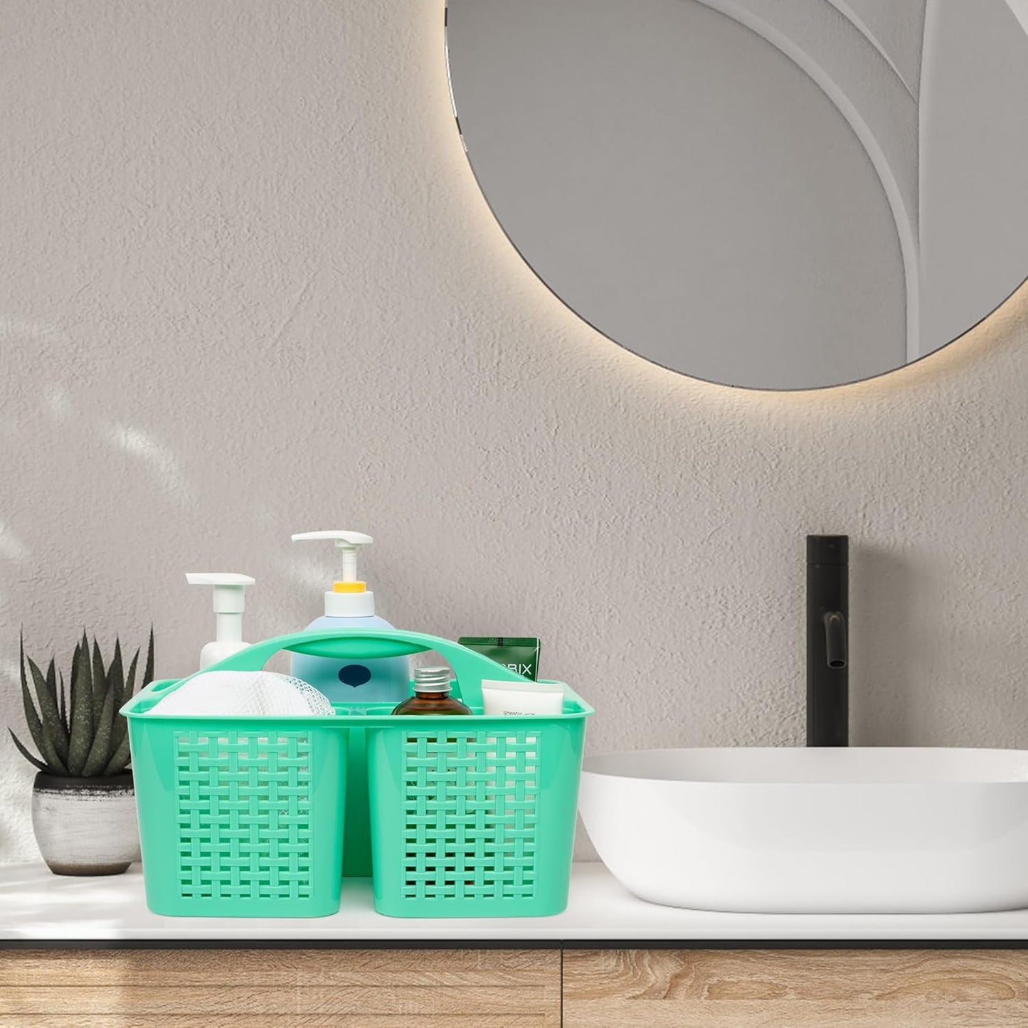 Tiawudi Portable Shower Caddy, Caddy Organizer with Handle, Plastic Shower Basket Hold Soap, Shampoo, Hair Supplies and Beauty Products, Cleaning Supplies Organizer for Home, Dorm, Shelf and Cabinet