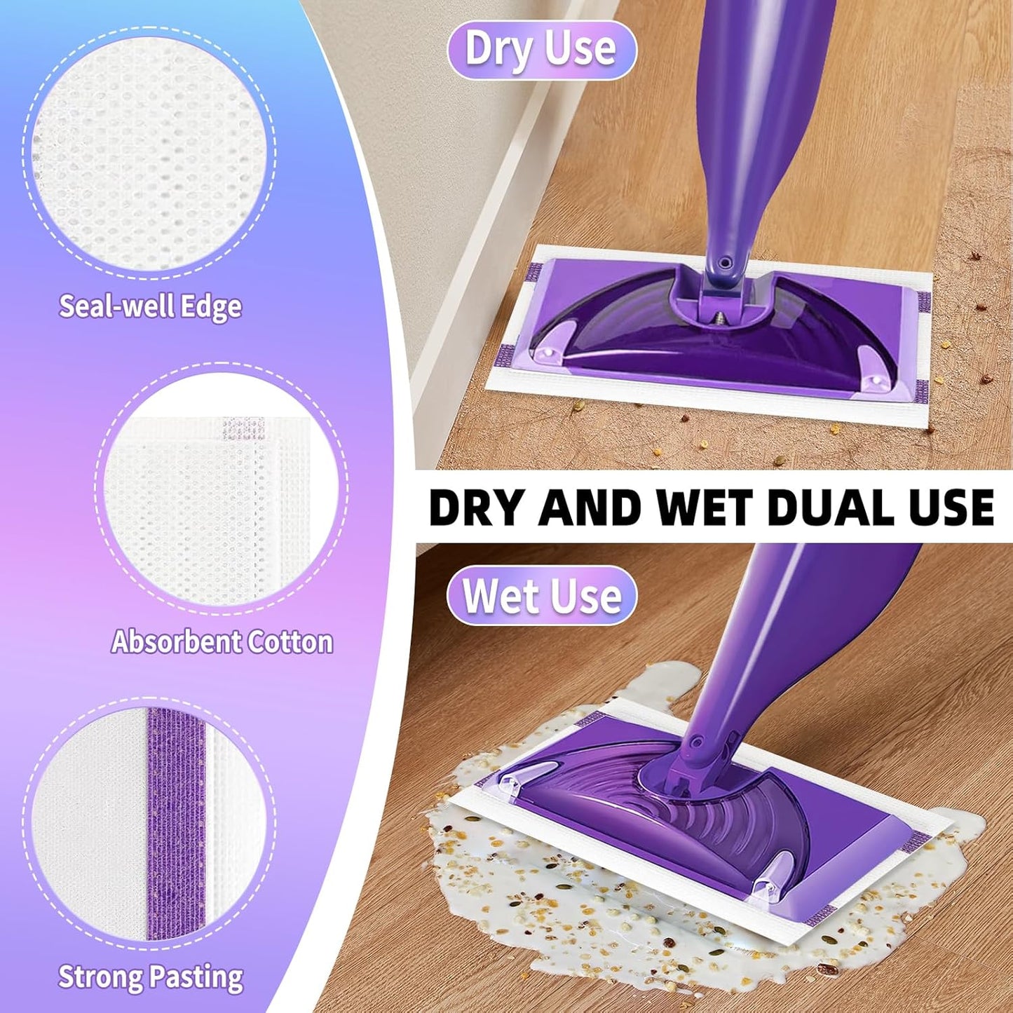 60PCS Disposable Mopping Pads Refills for Swiffer PowerMop,Replacement with Swiffer Power Mop Refills for Swiffer Power Mop Pads Multi-Surface for Floor Cleaning