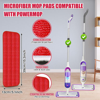 Microfiber Spray Mop for Floors Cleaning: Wet Dry Hardwood Floor Mops with 3 Washable Reusable Pads for Swiffer Powermop - Flat Mop with Sprayer for Tile Wood Laminate Vinyl Marble