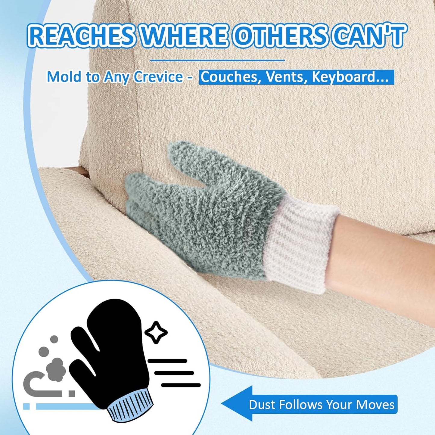 MIG4U Microfiber Dusting Gloves House Cleaning Glove for Blinds, Windows, Shutters, Furniture, and Car, Reusable Lint-Free Pink 1 Pair S/M