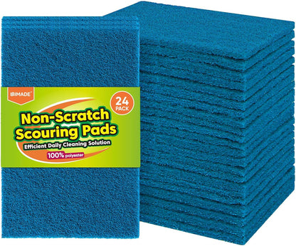 UNIMADE Heavy Duty Scouring Pad, 96Pcs Household Scour Pad for Kitchen, Garage and Outdoors, Reusable Dish Scrubber Pads for Pan and Metal Grill - Green