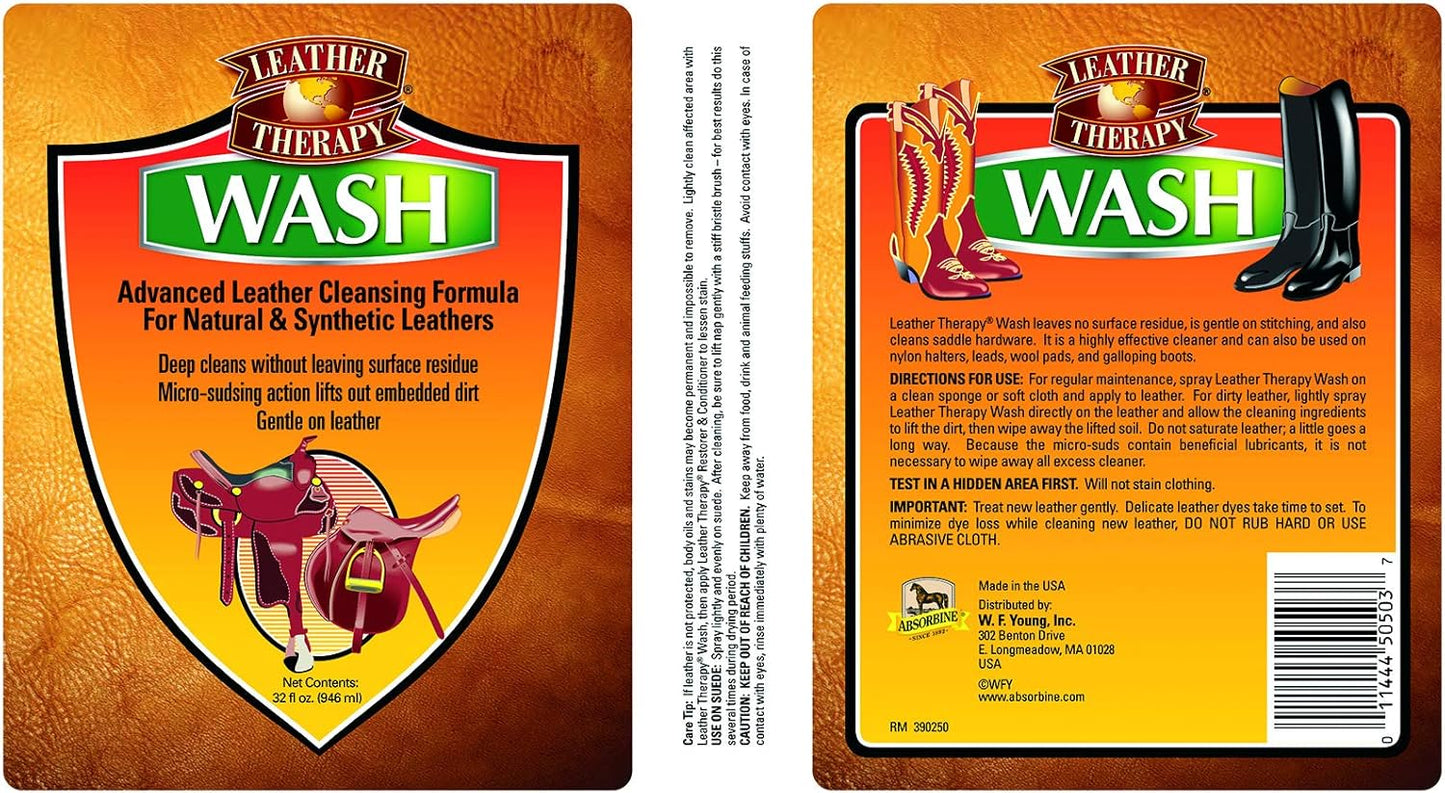 Leather Therapy Wash, Premium Cleaner & Moisturizer for Natural and Synthetic Leather, 16oz