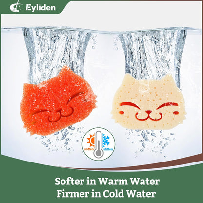 Eyliden 6 Pack Scrub Sponge - Dual-Sided, Smart-Temp Firmness, Dish Scrubber, Non-Scratch, Multi-Surface Safe Cleaning Sponges for Kitchen, Bathroom, Dish Scrubbing