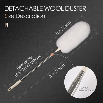 Extendable Cleaning Duster,66.9Inch Telescoping Feather Dusters with Stainless Steel Extension Pole for Cleaning High Ceiling Fan, High Ceilings,Furniture