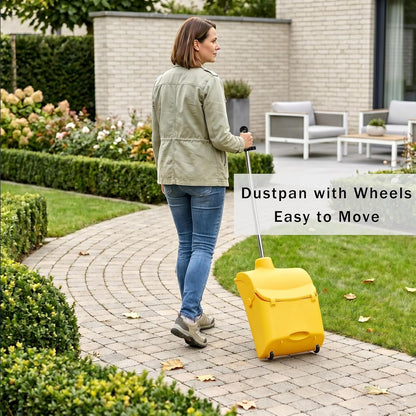 Heavy Duty Outdoor Broom and Dustpan Set - 145CM Extra Long Handle, Stiff Bristles for Tough Debris, Angled Broom Head - Ideal for Garage, Patio, Garden Kitchen House Floor Cleaning