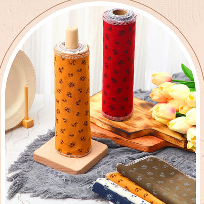 Redbaker 50 Pcs Reusable Paper Towels Paperless Reusable Cotton Cloths Toilet Absorbent Washable Paper Towels with Roll Kitchen Dishcloth for Kitchen Paperless Dishcloths(Stripe)