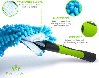 EVERSPROUT Duster 3-Pack | Hand-Packaged Cobweb Duster, Microfiber Feather Duster, Flexible Ceiling Fan Duster | Twists onto Standard 3/4 inch Threaded Poles (Pole Sold Separately)(Soft Bristles)