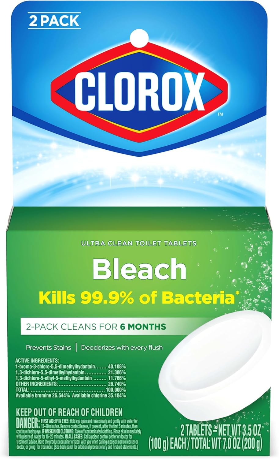 Clorox Ultra Clean Toilet Tablets Bleach 4 Count, 3.5 Ounces Each (Package May Vary)