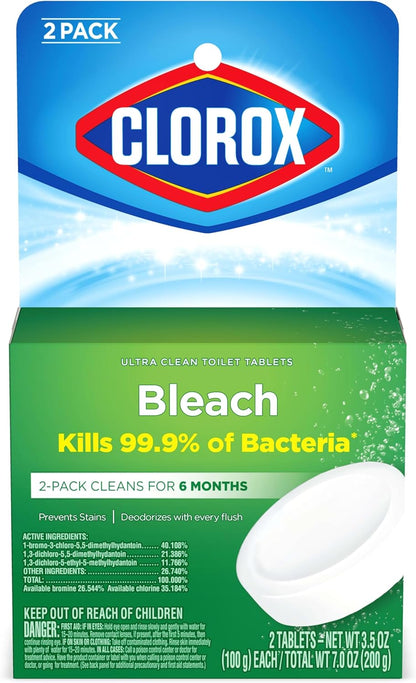 Clorox Ultra Clean Toilet Tablets Bleach 4 Count, 3.5 Ounces Each (Package May Vary)