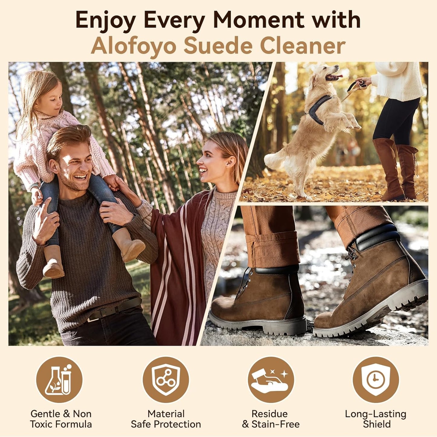 Suede and Nubuck Shoe Cleaner Kit, 5-in-1 Cleaning and Protector Spray with Suede Brush & Eraser, Cloth, Safely Clean, Protect & Restore Shoes, Boots, Uggs, Birkenstock, Jackets, Bags and Car Seats