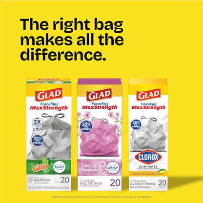 Glad Tall Kitchen Trash Bags 13 Gallon, MaxStrength Beachside Breeze Garbage Bags, Odorshield with Drawstring, 34 Count