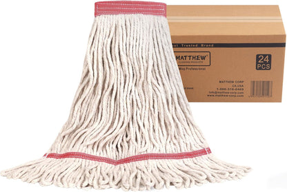 Matthew Cleaning Heavy Duty Mop Head Commercial Replacement for General and Floor Cleaning , Wet Industrial Blue Cotton Looped End String Head Refill (Pack of 6) Blue