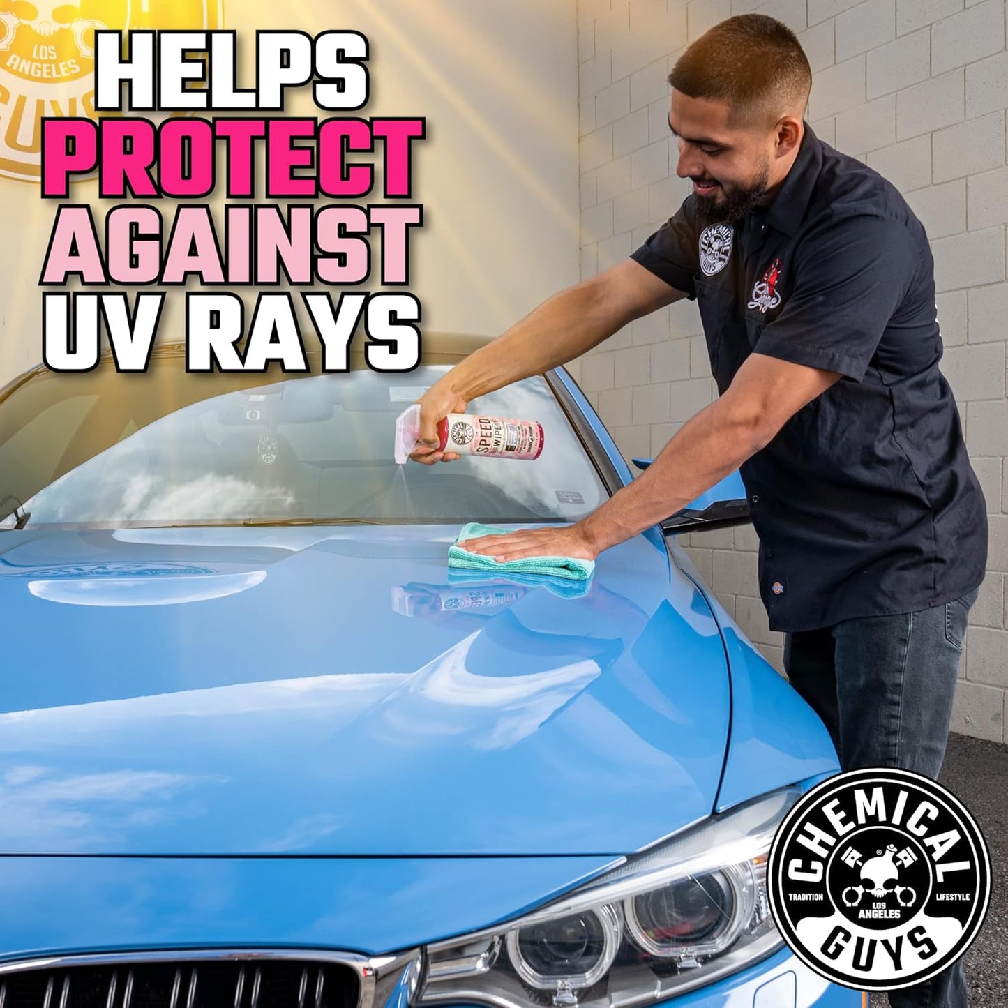 Chemical Guys Speed Wipe Quick Detailer - High Gloss, Streak-Free Shine, Detail Spray for Cars, Trucks, Motorcycles, RVs, and More, Safe on Paint, Glass, Wheels, and Trim, Cherry Scent, 16 fl oz