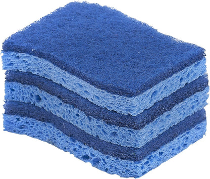 Non-Scratch Cellulose Sponge Kitchen Scrub Sponge with Scouring Pad Set, Good for Non-Stick Cookware Frying Pan, Pot, Counter Top, Sink Scrubbing, Kitchen Scrubbers, Pack of 2, (Red/Pink)