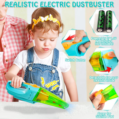 Kids Cleaning Set, 8 Pcs Wooden Housekeeping Play Set Includes Broom Mop Duster Dustpan Brushes Rag and Organizing Stand, Cleaning Toys Gift for Toddlers Girls Boys Age 3-6, Solid Beech Wood