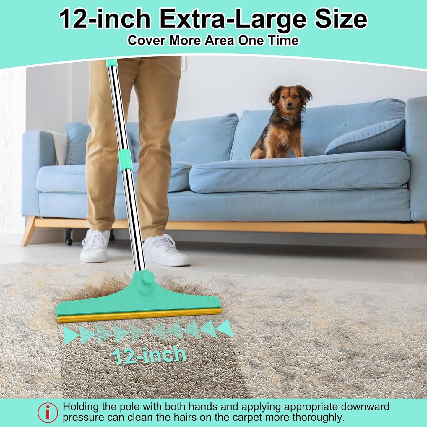 Carpet Rake for Pet Hair Removal - 60" Adjustable Long Handle Carpet Rake, 3 in 1 Reusable Pet Hair Removal Tool Kit, Cat Dog Fur Rakes Scraper Carpet Broom for Carpets, Rugs, Mats