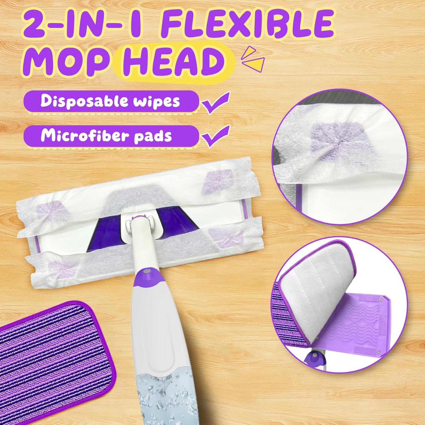 2-Set Toy Mop for Kids - Toddler Real Spray Flat Floor Mop Montessori Cleaning Toy Set, Educational and Fun Gifts for Boys and Girls Ages 4+
