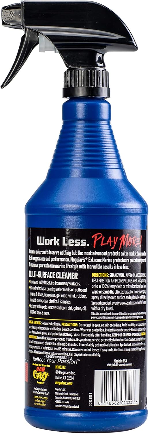 Meguiar's Extreme Marine Vinyl & Rubber Protectant M180132, 32 Oz Spray—Uv Protectant For Boat Owners & Rv Users; Use On Marine/Rv Vinyl And Rubber To Help Prevent Fading And Drying