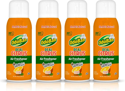 OdoBan Aroma Eliminator, 360-Degree Continuous Spray Natural Oil Real Citrus Air Freshener, Toilet Spray, 2-Pack, 10 Ounces Each, Orange Scent