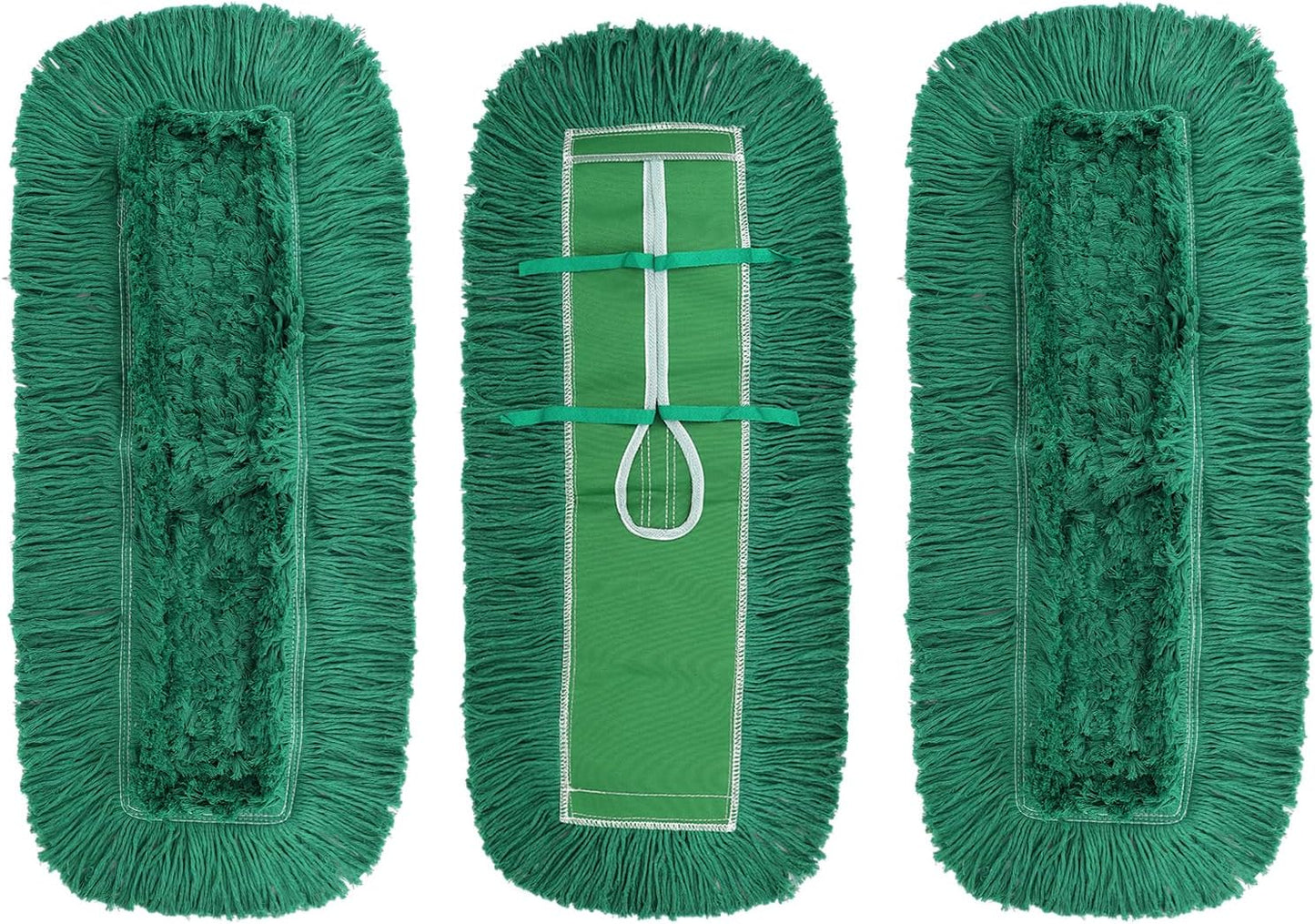 36 Inch Dust Mop Head: Replacement Medium Washable Commercial Mop Head Sweeper and Janitorial Replacement Green (Green - 36 Inch, 3 Pack)