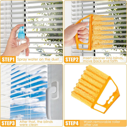 Geiserailie 1 Pcs Window Venetian Blind Cleaner Duster Tool Washable 7 Fingers Dusting Cleaner and Air Vent Shutter Brush Blinds Air Conditioner Fan Duster Dirt Housekeeping Tool (Orange)