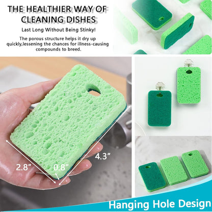 Kitchen Cleaning Sponges, 6 Pack Heavy Duty Scrub Sponges Cleans Fast Non-Scratch Sponge for Washing Dishes and Cleaning Kitchen (Black)
