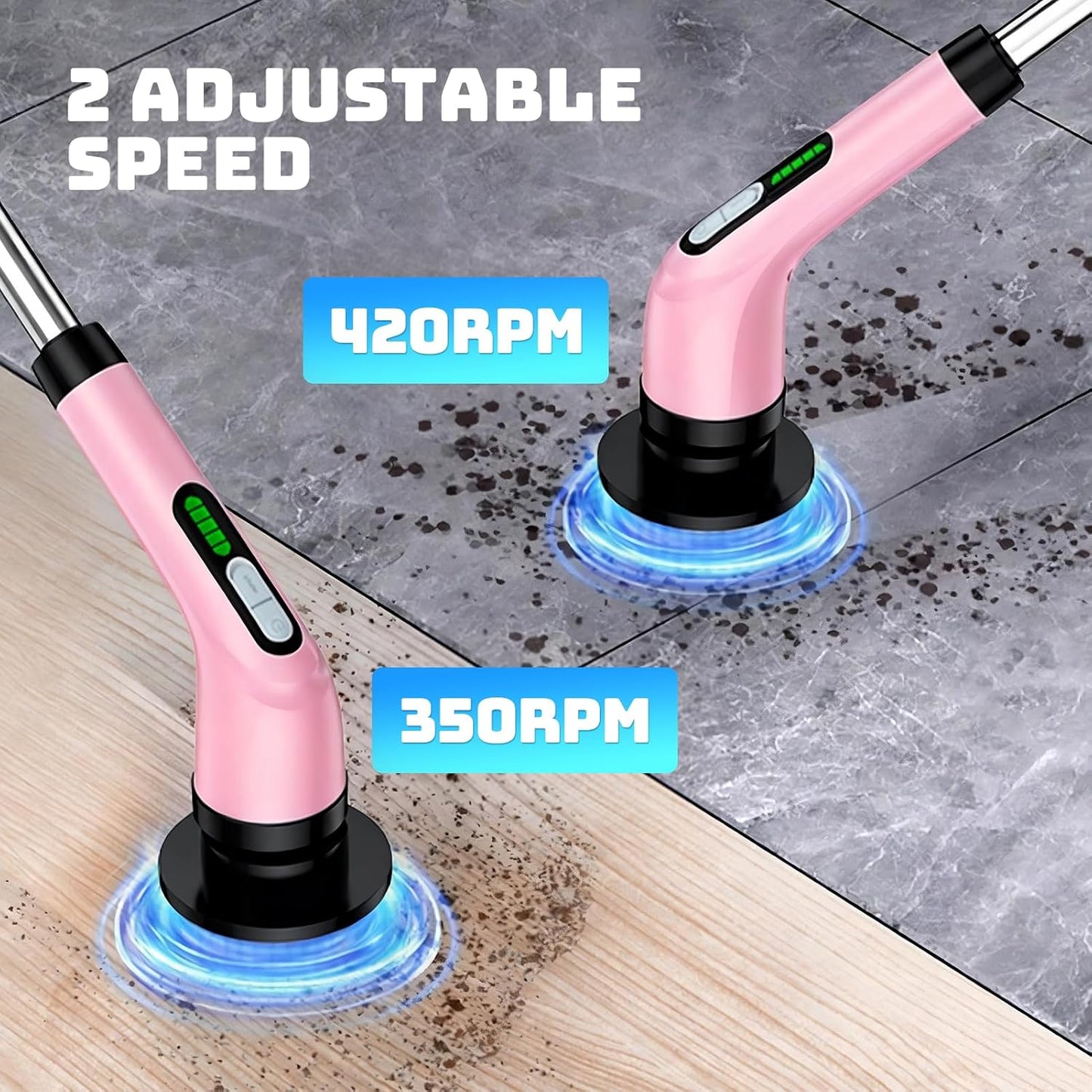 Highyes Electric Spin Scrubber for Cleaning Bathroom: Cordless Power Shower Scrubber - Electric Cleaning Brush for Tile Tub