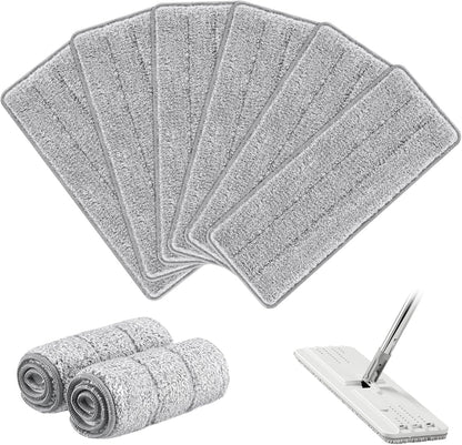 Flat Mop Head Replacement Pads Compatible with Joy-MOOP Mop and Bucket Set, Reusable Washable Squeeze Microfiber Mop Refills for Oshang Bosheng Mop - 13" X 4.9", Grey Only