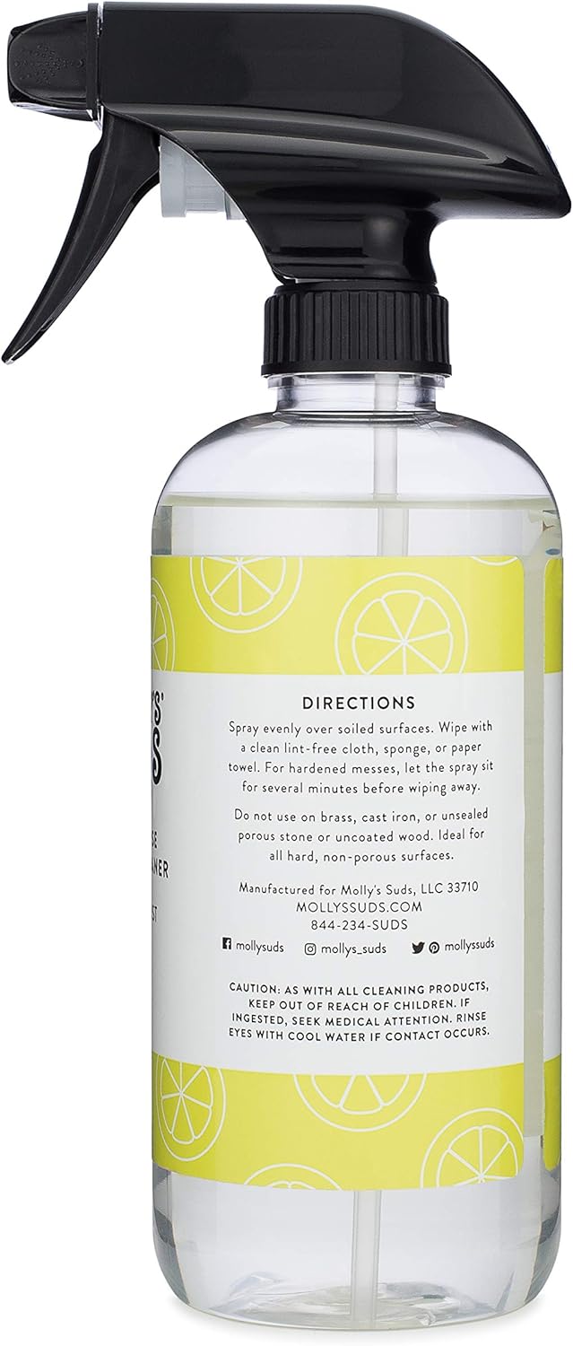 Molly's Suds All Purpose Cleaner | Multi Surface Household Spray (Powerful, Versatile) | Clean, Simple Ingredients | Lemon Burst, 16 oz (2 Pack)
