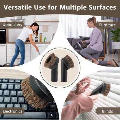 1.5" Vacuum Dust Brush Attachment Compatible with Pro Team Backpack Vacuum - 3" Round Dusting Brush with 1 1/2" Reducer Compatible with Vac Cleaner Parts # 100110; Soft Horse Hair for Better Cleaning