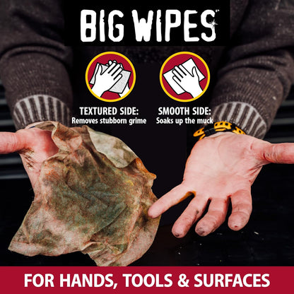 BIG WIPES Heavy Duty Industrial Hand Cleaning Wipes, Textured Scrubbing Degreaser Wipes for Mechanics and Tool Cleaner – 240 Count Bucket (1 Pack)