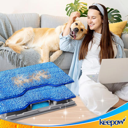 KEEPOW Reusable Mop Replacement Pads Compatible with Shark Vac Mop VM252 VM200 VC205 VM250 VM180 VM401 QM250 VM190, Washable Vacuum Mop Pad Refills, Upgraded Design of Dirt Chamber (1+3+6 Pads)