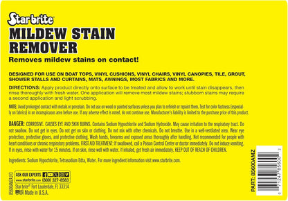 STAR BRITE Professional-Grade Mildew & Mold Stain Remover + Cleaner - Instant Contact Stain Removal, Ideal for Marine & Outdoor Upholstery