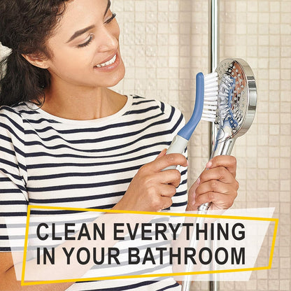 Scrub Brush Set of 3pcs - Cleaning Shower Scrubber with Ergonomic Handle and Durable Bristles - Grout Cleaner Brush - Scrub Brushes for Cleaning Bathroom/Shower/Tile/Kitchen/Floor/Bathtub/Carpet