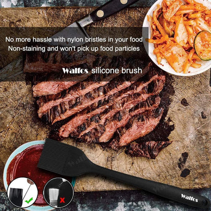 Walfos Silicone Basting Pastry Brush, Heat Resistant Pastry Brush Set, Strong Steel Core and One-Pieces Design, Perfect for BBQ Grill Baking Kitchen Cooking, BPA Free and Dishwasher Safe, 2 Pcs (Blue)