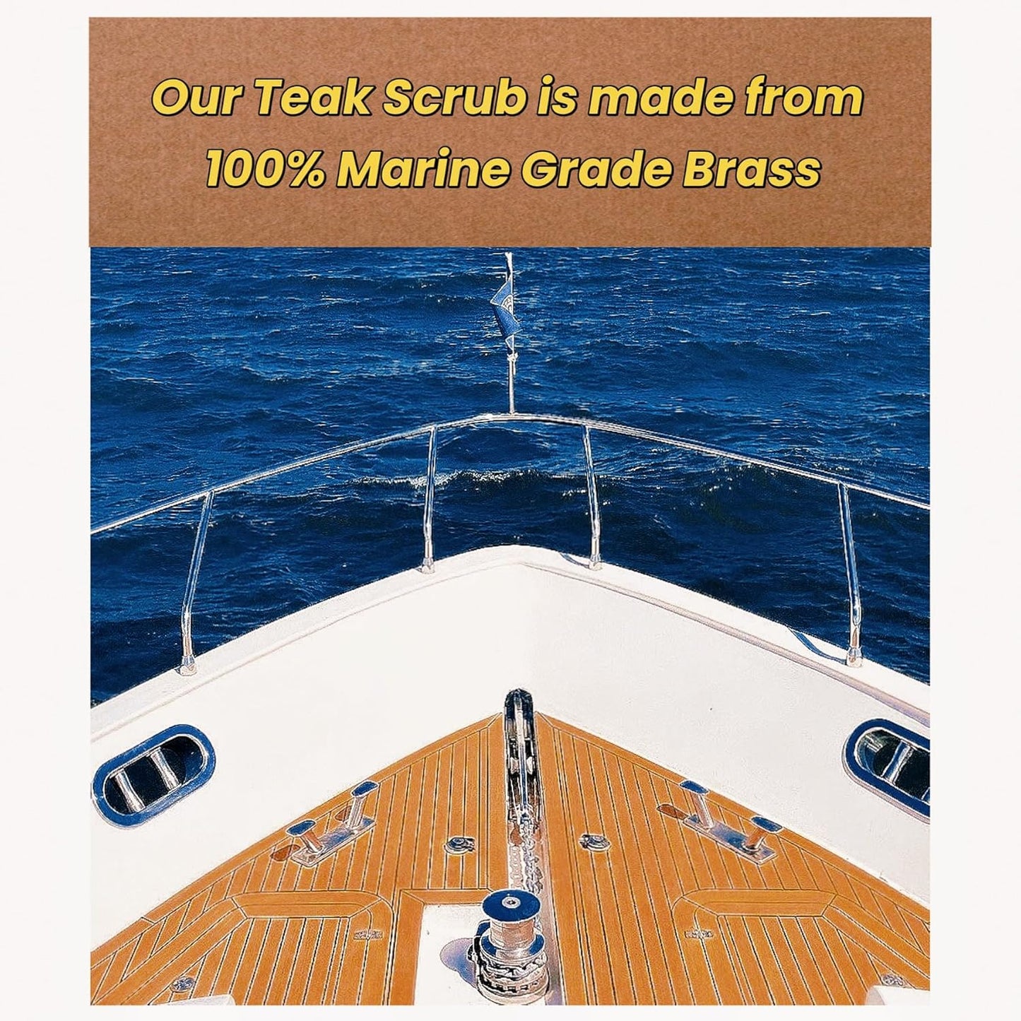 Marine Grade Brass Teak Scrubber not Cheap Stainless Steel Scrub Scouring Pad | Gentle Non-Scratch Deck | Rustproof | Premium Yacht Wood Restorer - Refinish Wood Furniture & Boat Teak