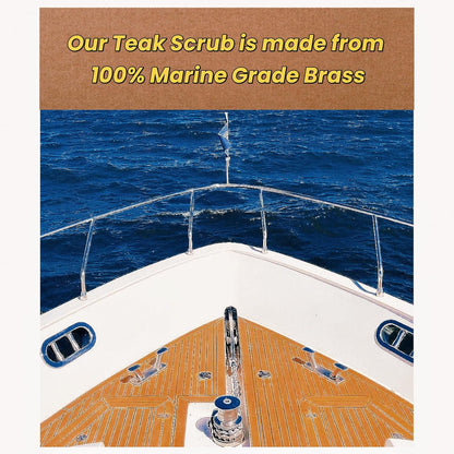 Marine Grade Brass Teak Scrubber not Cheap Stainless Steel Scrub Scouring Pad | Gentle Non-Scratch Deck | Rustproof | Premium Yacht Wood Restorer - Refinish Wood Furniture & Boat Teak